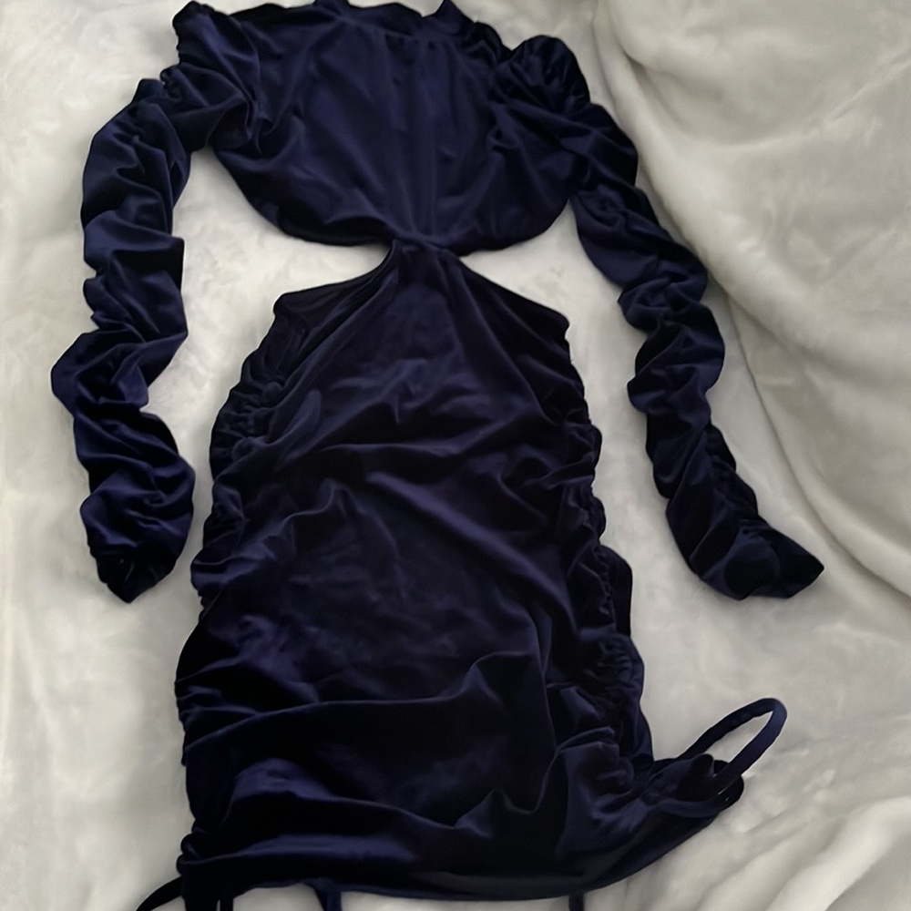 Navy blue velvet dress - Picture 3 of 3